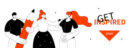 Get inspired - modern colorful line design style illustrationのイラスト素材