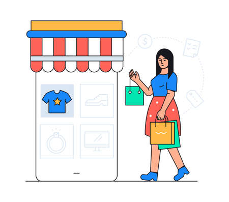 Online shopping - colorful flat design style posterのイラスト素材