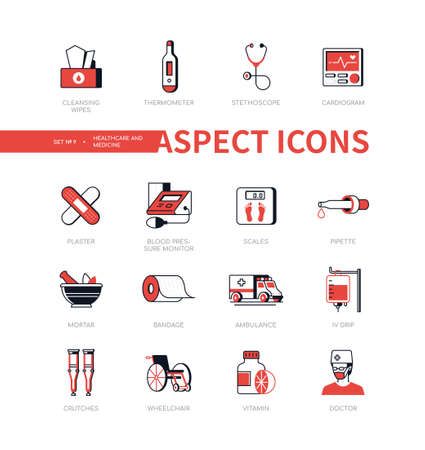 Healthcare - modern line design style icon setのイラスト素材