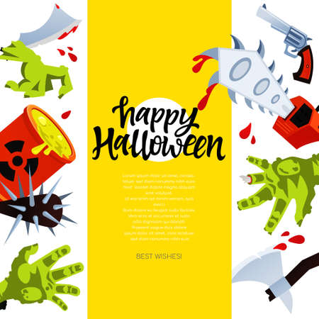 Happy halloween - modern cartoon style colored posterのイラスト素材