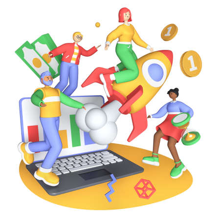 Rapid income growth - colorful 3D style illustration