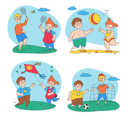 Summer activity - set of colorful flat design style illustrationsのイラスト素材