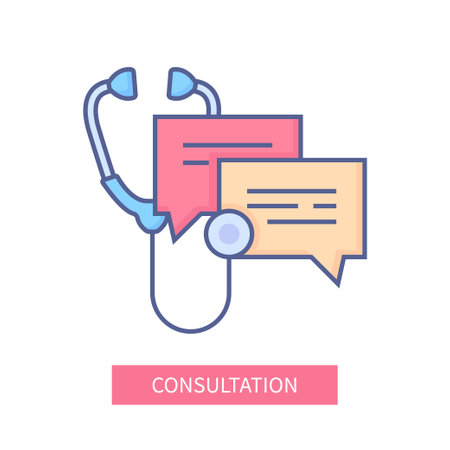 Consultation - modern colorful line design style iconのイラスト素材