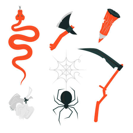Happy Halloween - colorful set of isolated objectsのイラスト素材