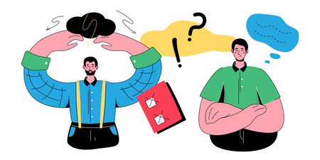 Unsolved problem - colorful flat design style banner with trendy charactersのイラスト素材