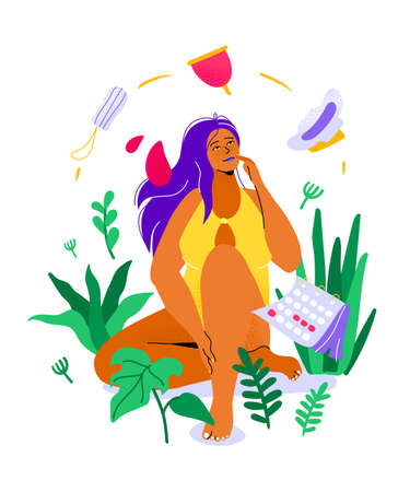 Feminine hygiene - colorful flat design style illustrationのイラスト素材