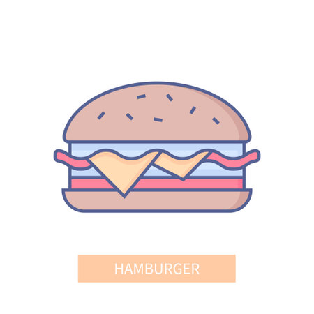 Hamburger - modern colored line design style iconのイラスト素材