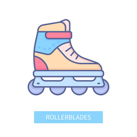roller skate - modern colored line design style iconのイラスト素材