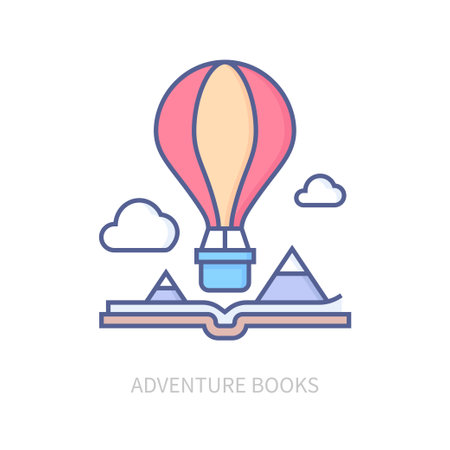 Adventure books - modern line design style iconのイラスト素材