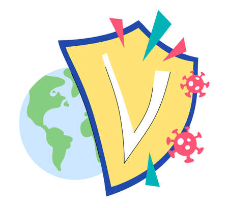 Protect planet from the virus - detailed vector flat design style illustrationのイラスト素材