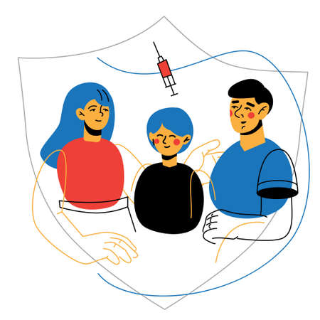 Family vaccination - modern flat design style illustrationのイラスト素材