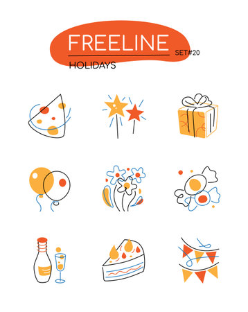 Holidays - modern line design style icons setのイラスト素材