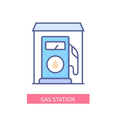 Gas station - modern colored line design style iconのイラスト素材
