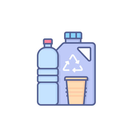 Biodegradable packaging - modern colored line design style iconのイラスト素材