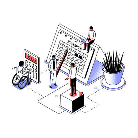 Business planning - modern line isometry design style illustrationのイラスト素材