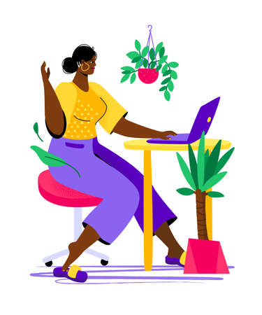 Remote work - colorful flat design style illustrationのイラスト素材