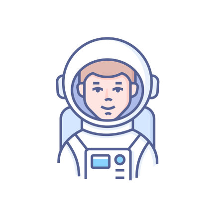 Astronaut - modern line design style icon on white backgroundのイラスト素材