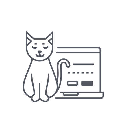 Home office - modern black line design style iconのイラスト素材