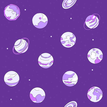 Planets of our solar system - modern vector colorful patternのイラスト素材