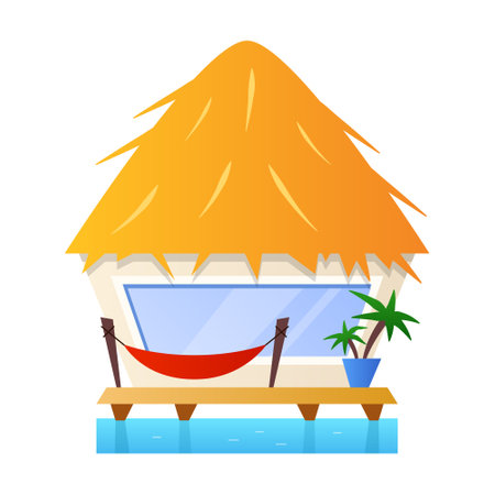 Stilt house - flat design style object on white backgroundのイラスト素材