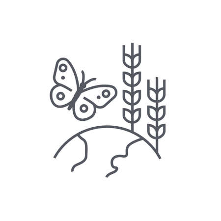 Flora and fauna - modern black line design style iconのイラスト素材