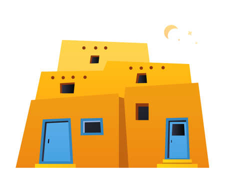Clay houses - flat design style object on white backgroundのイラスト素材