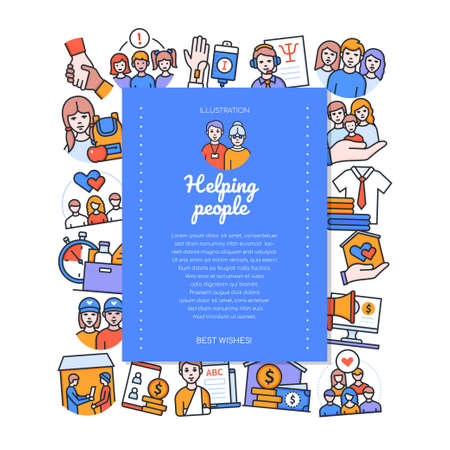Helping people - colorful vector flat design style bannerのイラスト素材