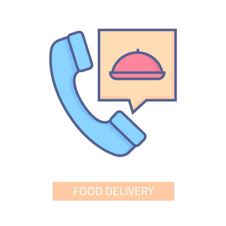 Food delivery - modern colored line design style iconのイラスト素材