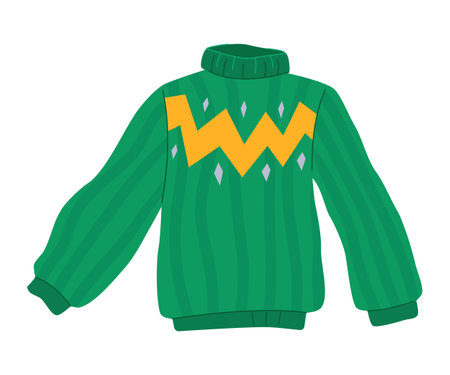 Warm knitted sweater - modern flat design single isolated objectのイラスト素材