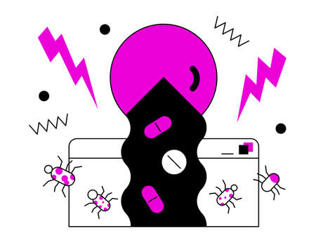 Antivirus fights the threat - colorful flat design style illustrationのイラスト素材