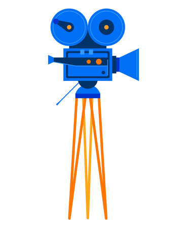 Professional camera on a tripod - flat design style single isolated objectのイラスト素材