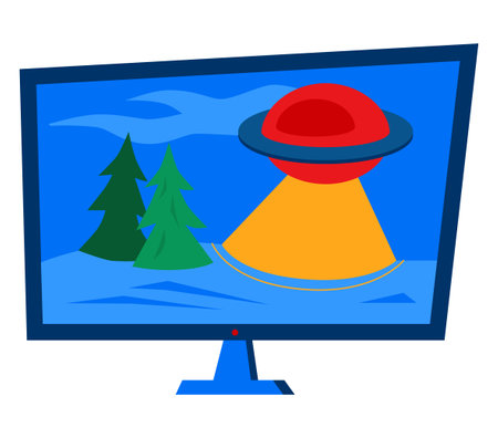 Watch movies on TV - modern flat design style single isolated objectのイラスト素材