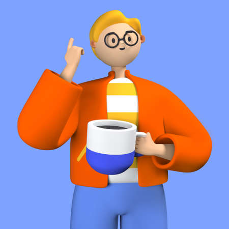 Coffee break - modern realistic colorful 3d illustration