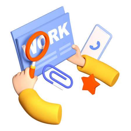 Job search by ads - modern realistic colorful 3d illustration