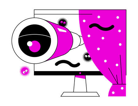 Online malicious viruses - colorful flat design style illustrationのイラスト素材
