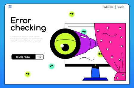 Error checking and viruses - colorful flat design style bannerのイラスト素材
