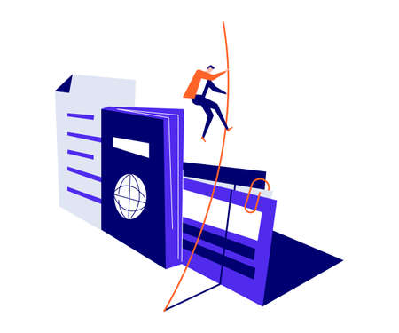 Migration documents preparation - colorful flat design style illustrationのイラスト素材