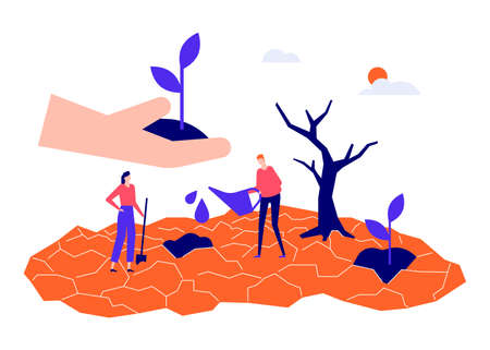 Drought and crop failure - modern colorful flat design style illustrationのイラスト素材