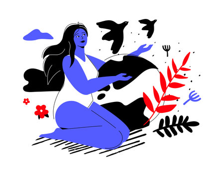 Peace on earth - modern colorful flat design style illustrationのイラスト素材