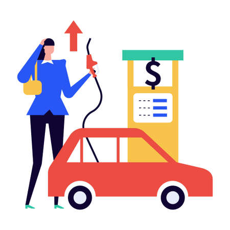 Price of gasoline - modern colorful flat design style illustrationのイラスト素材