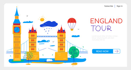 England tour and travelling - flat design style bannerのイラスト素材