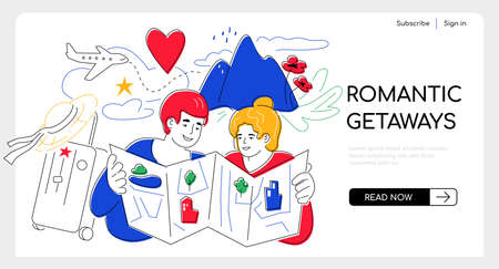 Romantic getaways and tourism - flat design style web banner
