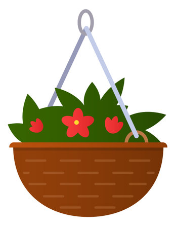Hanging plant - modern flat design style single isolated imageのイラスト素材