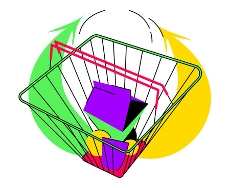 Increasing price of food basket - colorful flat design style illustrationのイラスト素材
