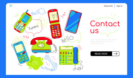 Contact us - modern colorful flat design style web bannerのイラスト素材