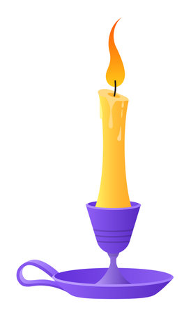 Candle in a candlestick - modern flat design style single isolated imageのイラスト素材