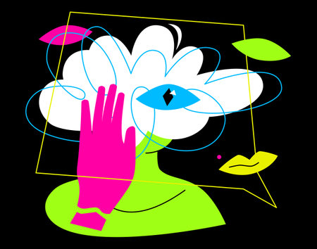 Chatting online - colorful flat design style illustration with linear elementsのイラスト素材