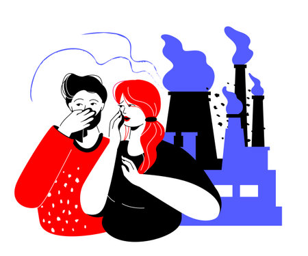 Air pollution - colorful flat design style illustrationのイラスト素材