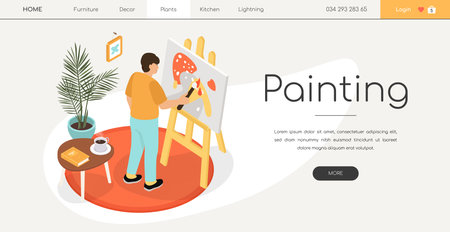 Painting and arts - modern isometric web bannerのイラスト素材
