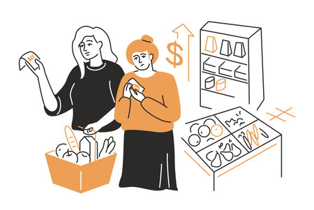 Growing food prices- modern line design style illustrationのイラスト素材